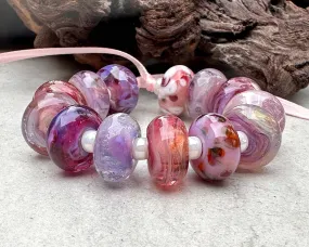 13 Pink Orphan Lampwork Beads Mix SRA