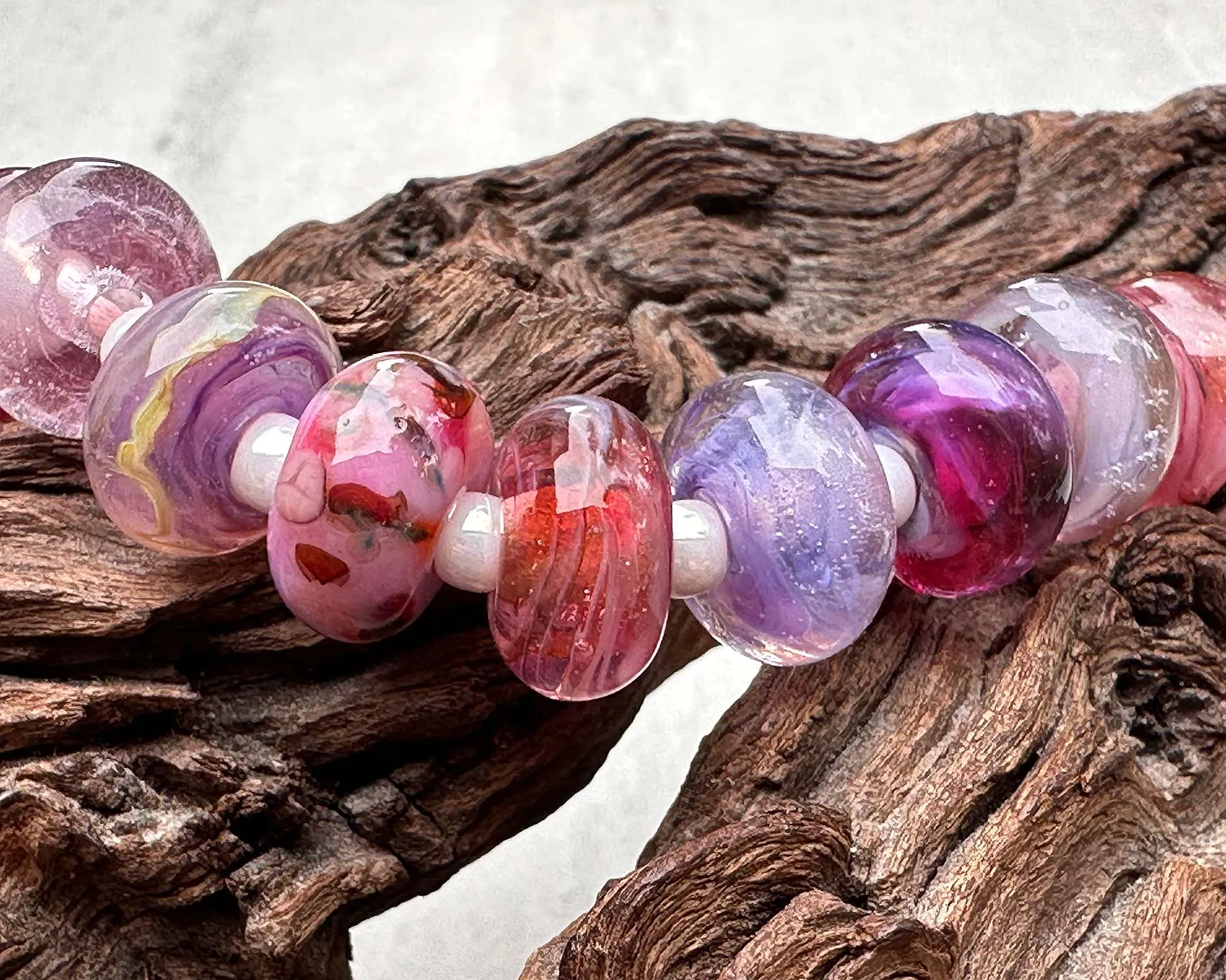 13 Pink Orphan Lampwork Beads Mix SRA