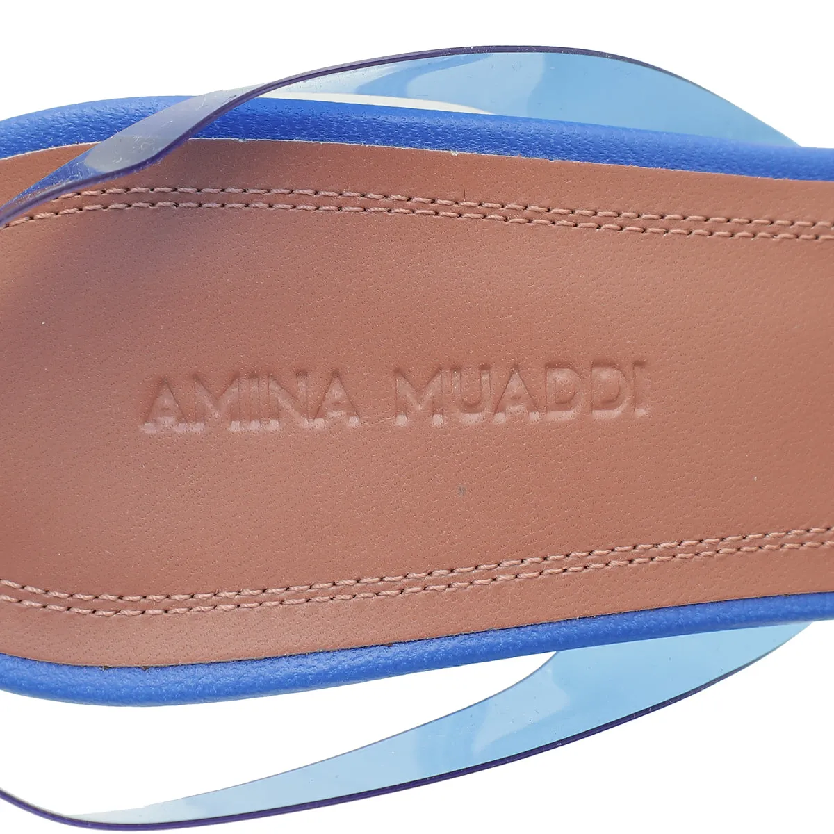Amina Muaddi Electric Blue PVC Crystal Begum Slingback Pumps 38