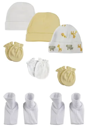 Baby Boy, Baby Girl, Unisex Infant Caps, Booties and Mittens (Pack of 8)