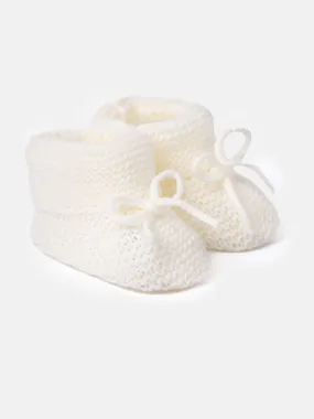 Baby Unisex Snuggle Knitted Booties - Ivory