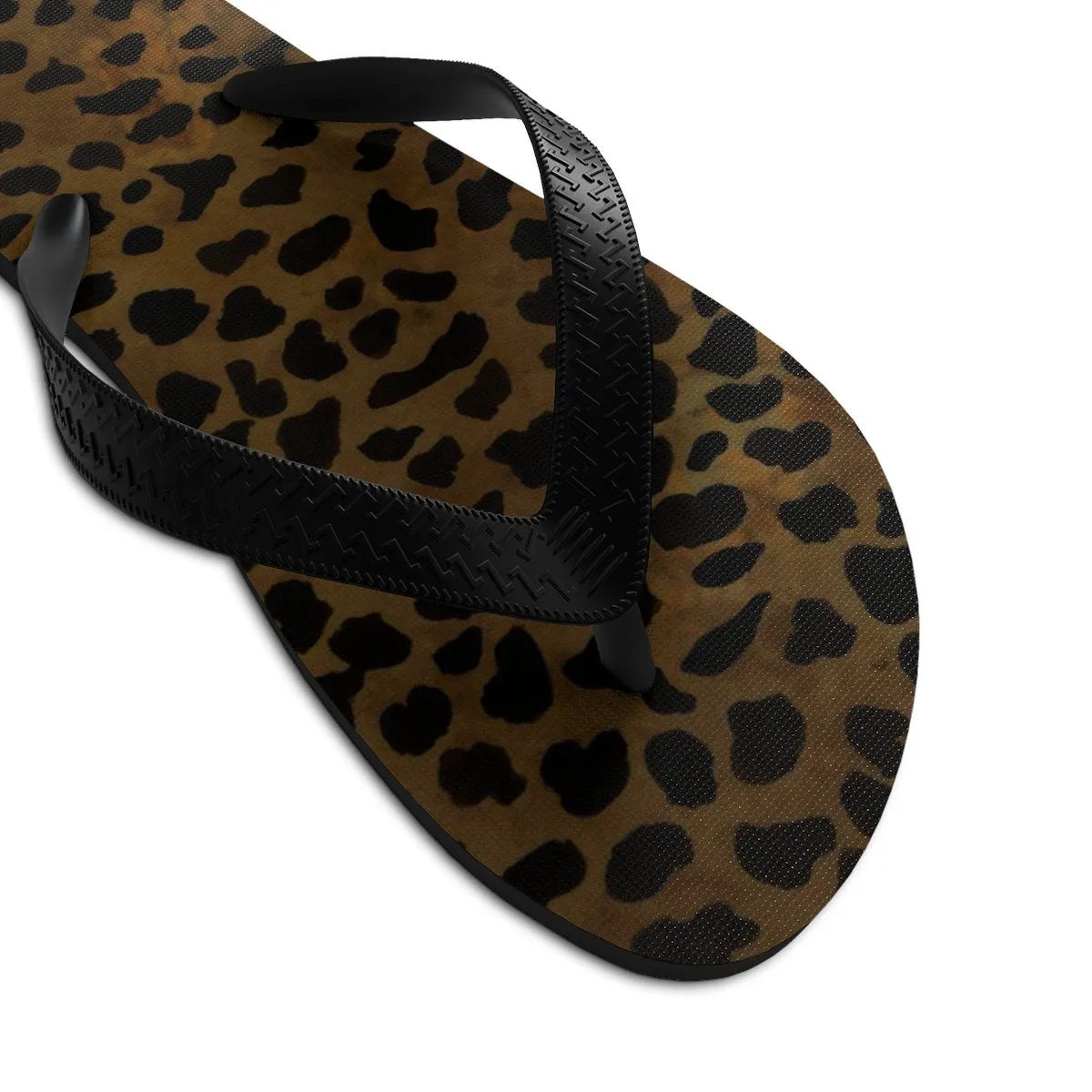 Brown Cheetah Flip Flops, Unisex Women's Or Men's Fashion Brown Leopard Animal Print Beach Flip-Flops