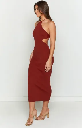 Christina Rust Halter Rib Maxi Dress