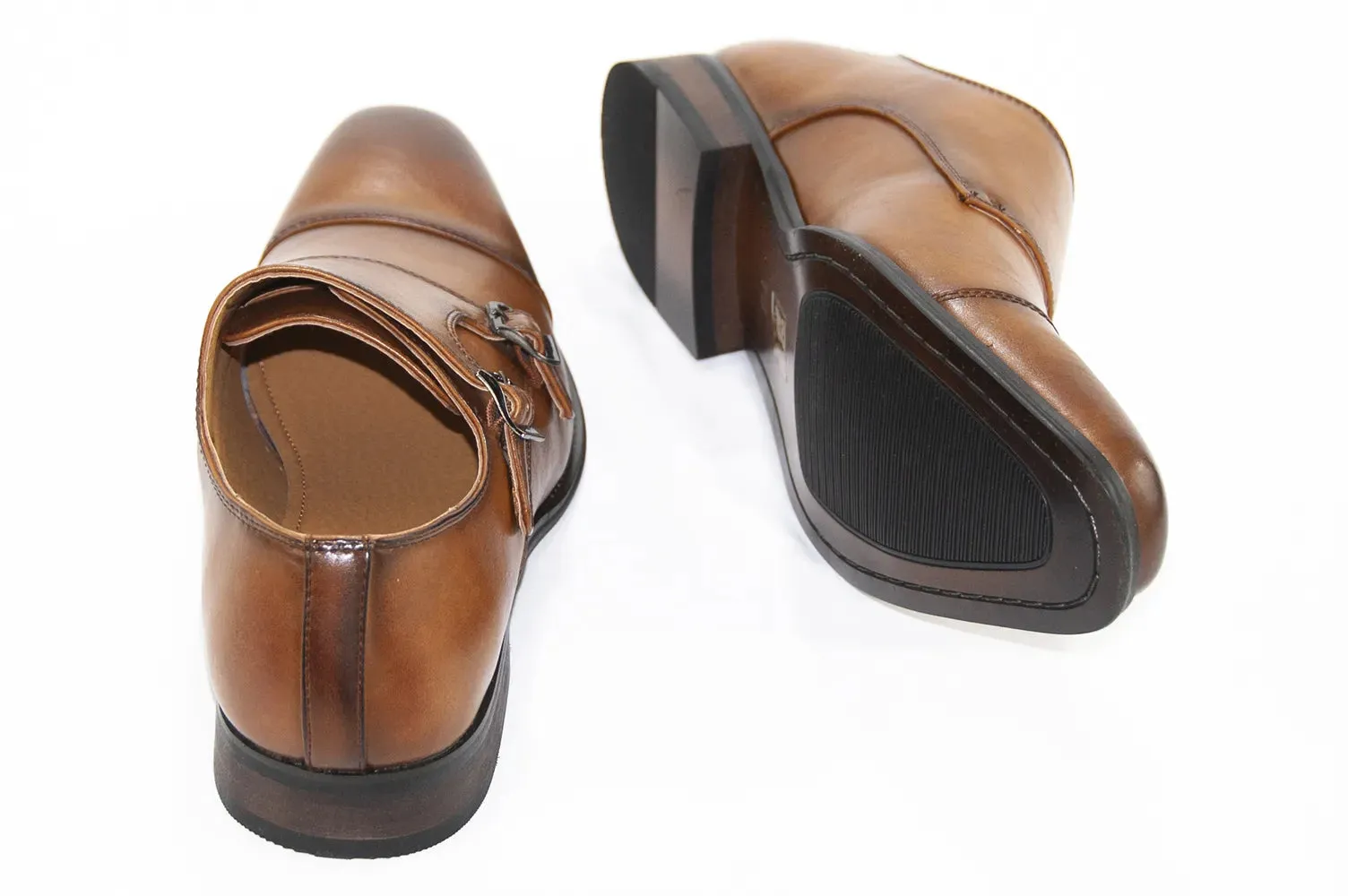 Cognac Leather Buckled Monk Strap