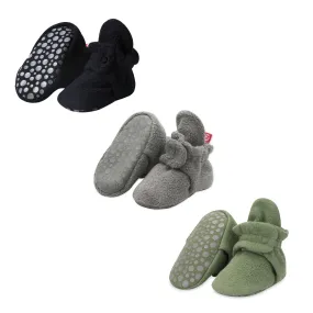 Cozie Fleece Gripper Baby Bootie 3 Pack - Black/Gray/Olive