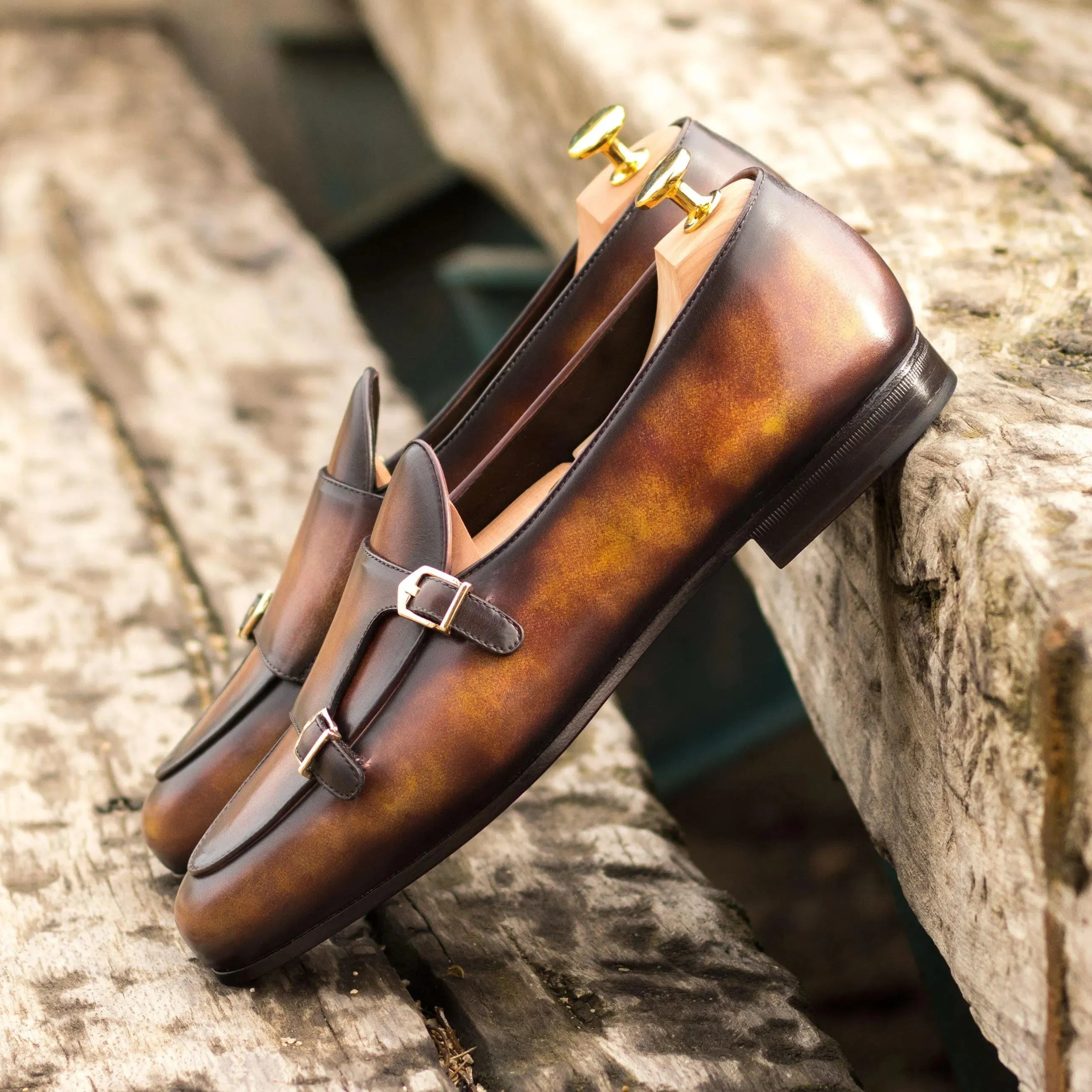 Dan Belgian Patina Monk Slipper