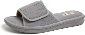 Dearfoams Men's Adjustable Indoor/Outdoor Memory Foam Machine Washable Summer Slide Slipper