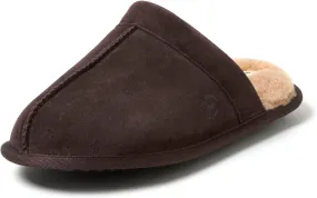 Dearfoams Men's Genuine Suede Indoor Outdoor Comfort Memory Foam Bradford Scuff House Slipper