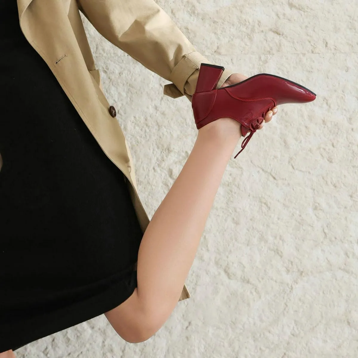 DINTAHA Patent Leather Heeled Oxfords Pointed Toe Oxford Heels Dress Shoes