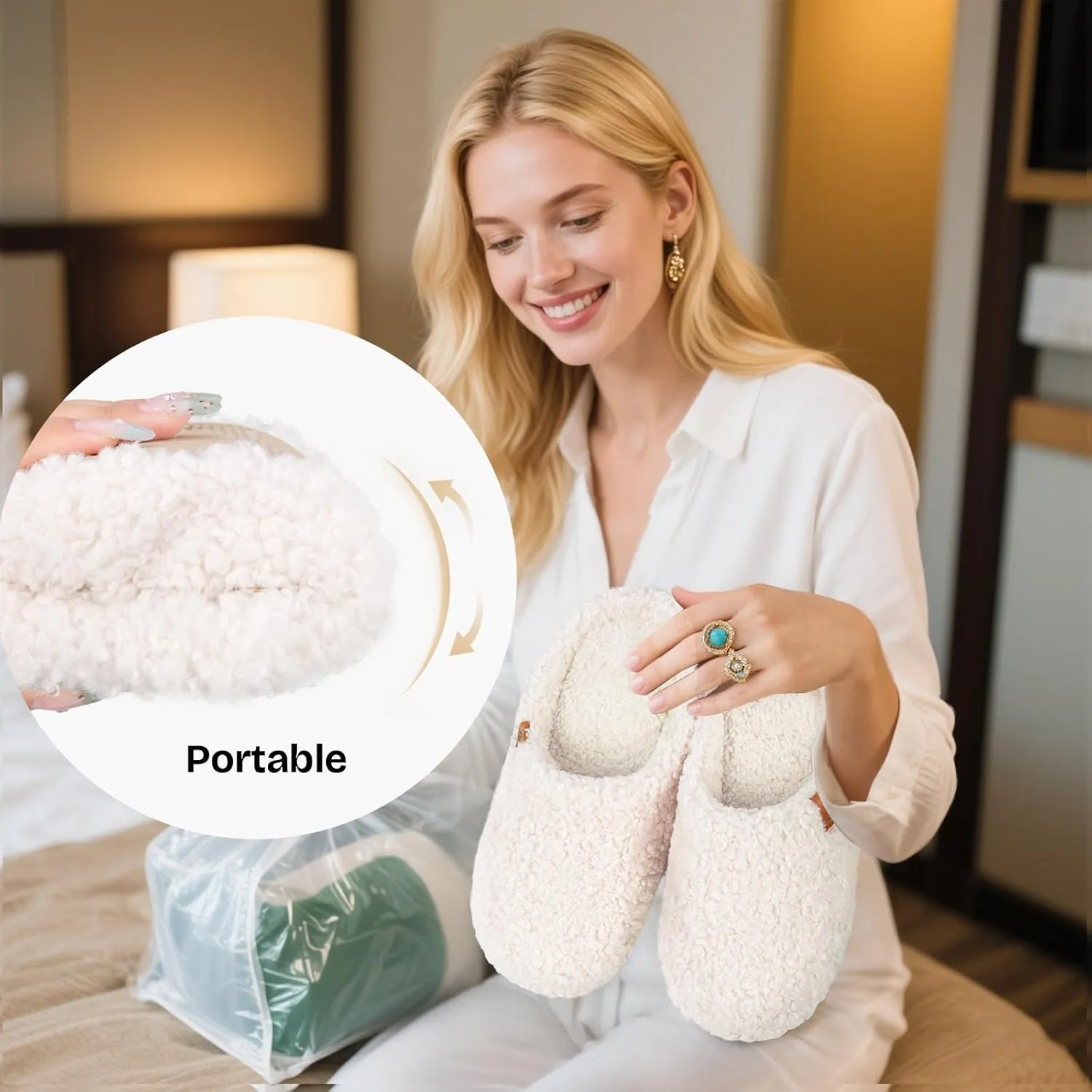 EverFoams Women's Fuzzy Slip-on Slippers Soft Comfy Memory Foam Indoor House Shoes