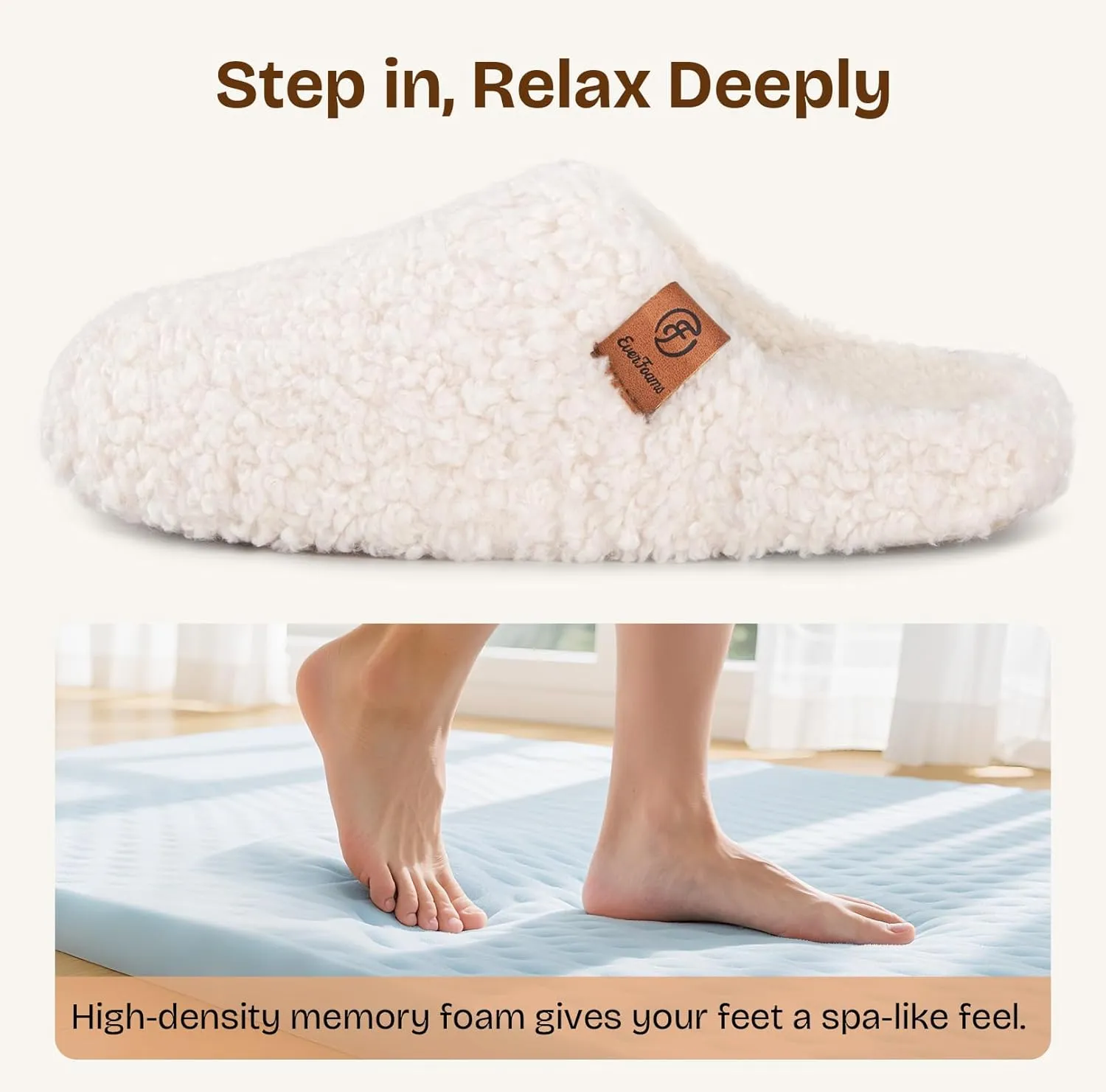 EverFoams Women's Fuzzy Slip-on Slippers Soft Comfy Memory Foam Indoor House Shoes