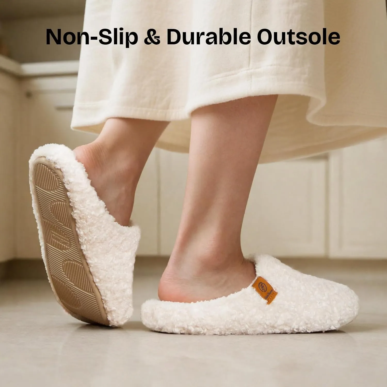 EverFoams Women's Fuzzy Slip-on Slippers Soft Comfy Memory Foam Indoor House Shoes