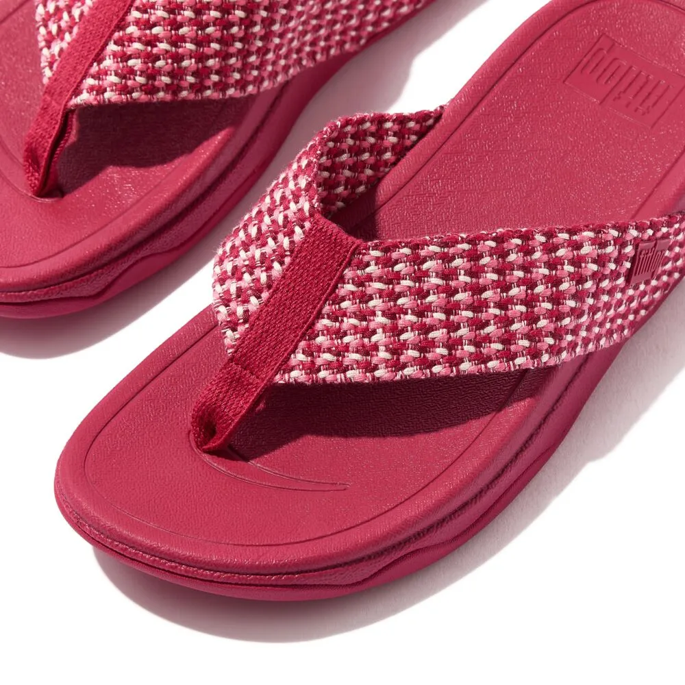 FitFlop Surfa Multi-Tone Webbing Toe-Post Sandals - Redberry