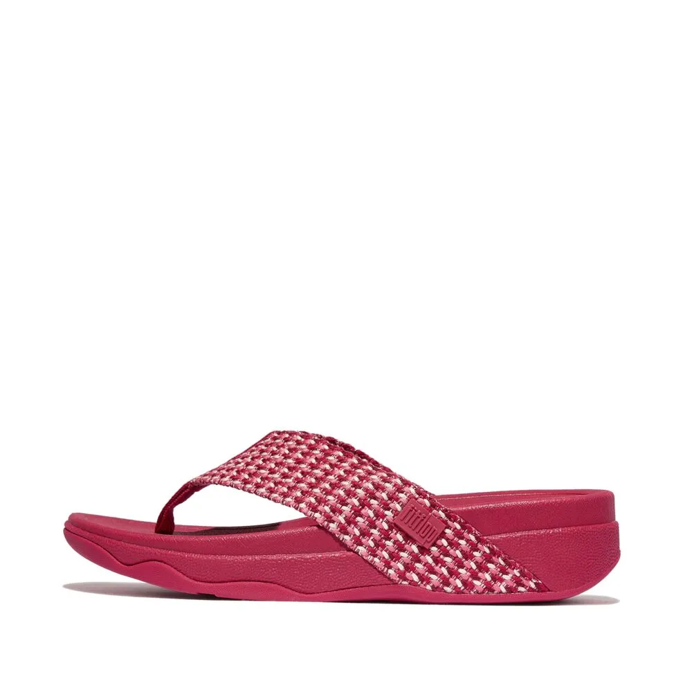 FitFlop Surfa Multi-Tone Webbing Toe-Post Sandals - Redberry