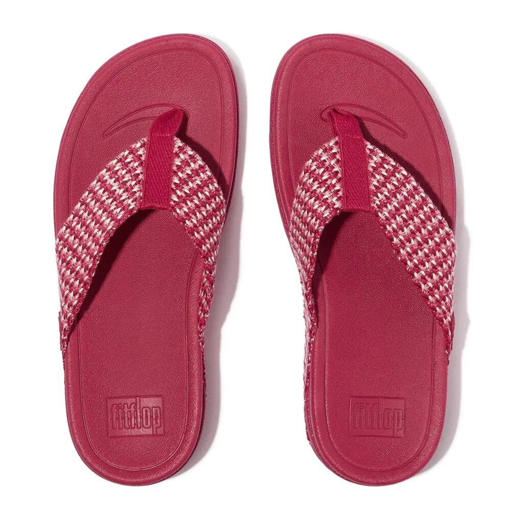 FitFlop Surfa Multi-Tone Webbing Toe-Post Sandals - Redberry