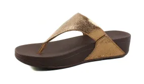 FitFlop Women's Lulu Superglitz Bronze Glitter Platform Thong Wedge Sandals