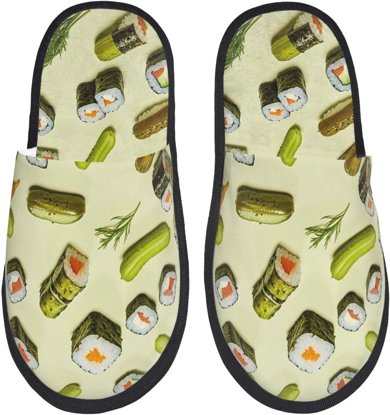 Fuzzy House Slippers Sushi Dill Pickles Plush Shoes Non-slip Memory Foam Slippers