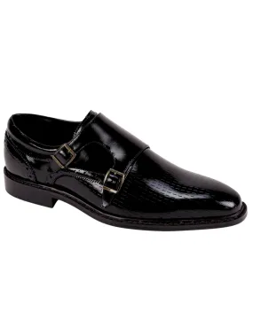 Giovanni Rocky Double Monk Strap Dress Shoes - Black