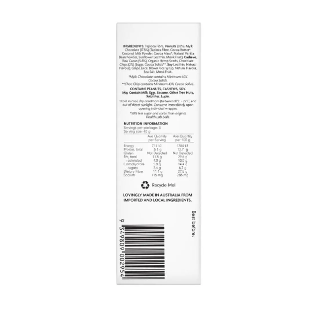 Health Lab Less Sugar Balls - Mylk Chewy Peanut Brownie (175g)
