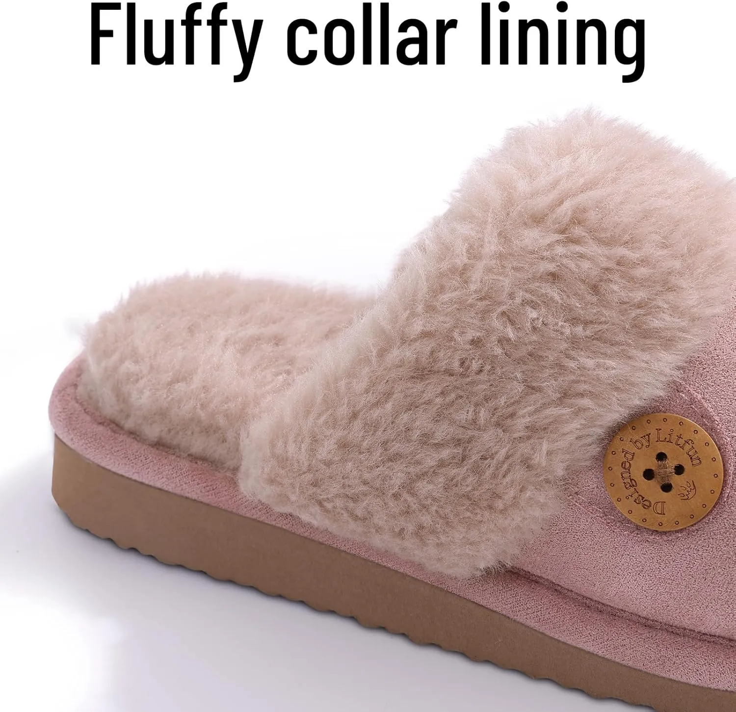 Litfun Fuzzy Slippers for Women with Memory Foam Winter Fluffy House Shoes Indoor Outdoor