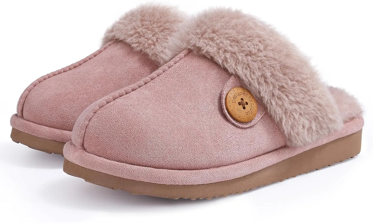 Litfun Fuzzy Slippers for Women with Memory Foam Winter Fluffy House Shoes Indoor Outdoor