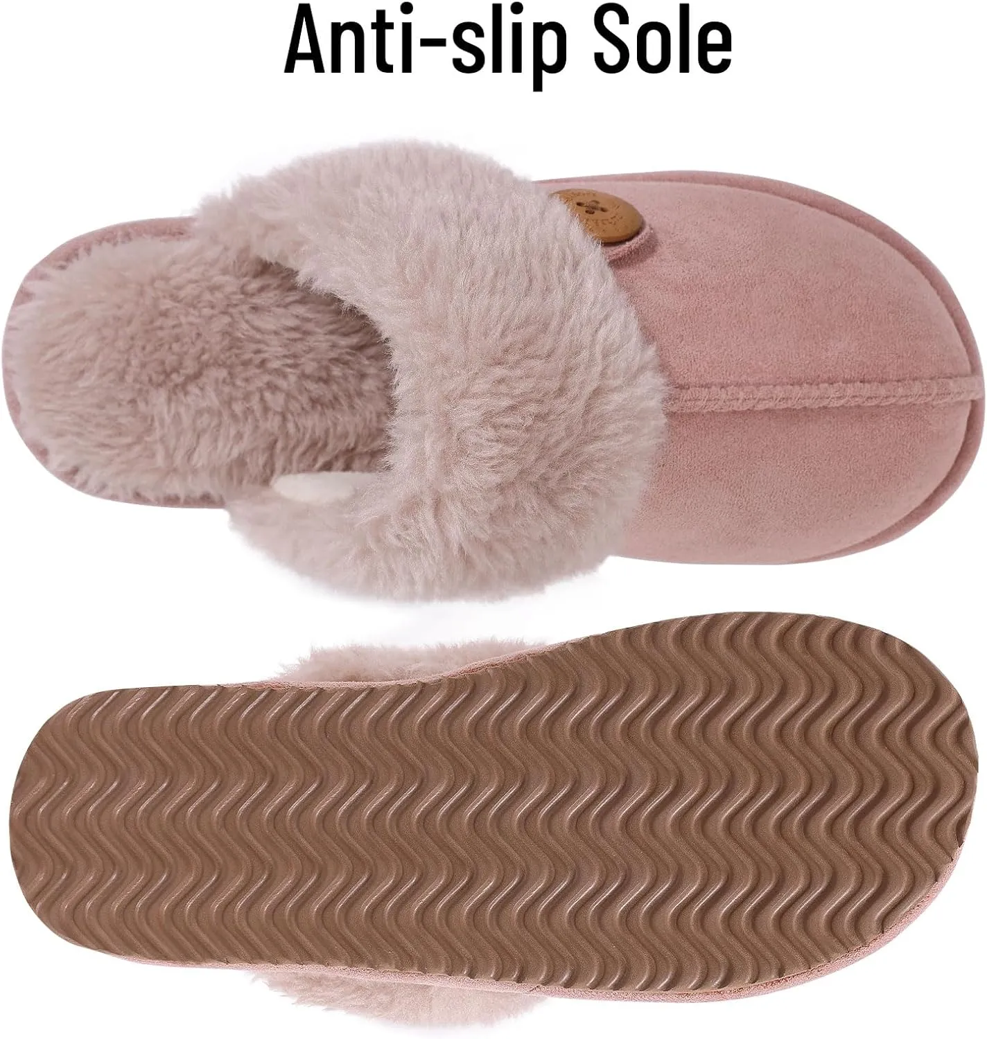 Litfun Fuzzy Slippers for Women with Memory Foam Winter Fluffy House Shoes Indoor Outdoor