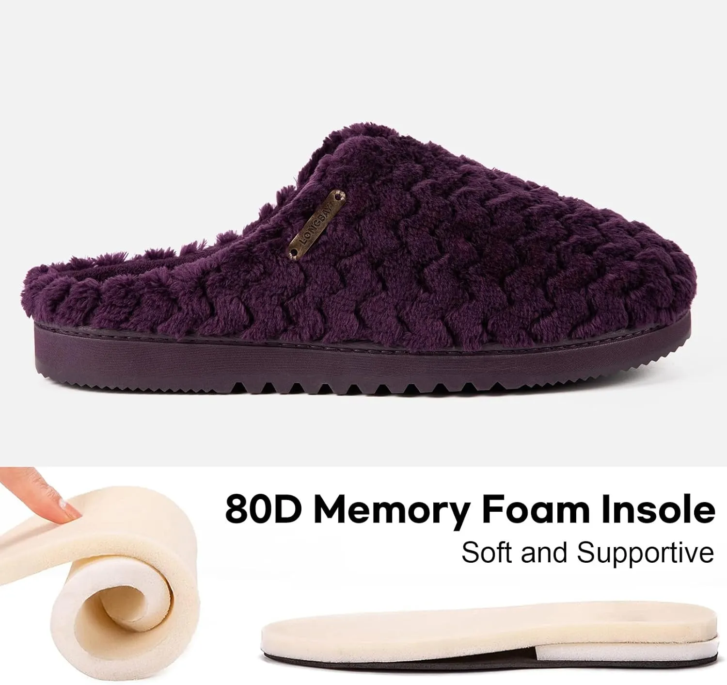 LongBay Women's Slip-On House Slippers Comfy Memory Foam Bedroom Shoes
