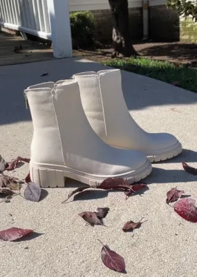 lug sole leather bootie