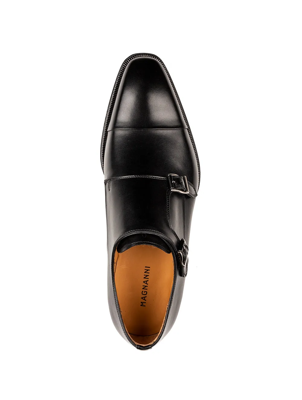 Magnanni Garrett Monk Strap Leather Shoe - Black