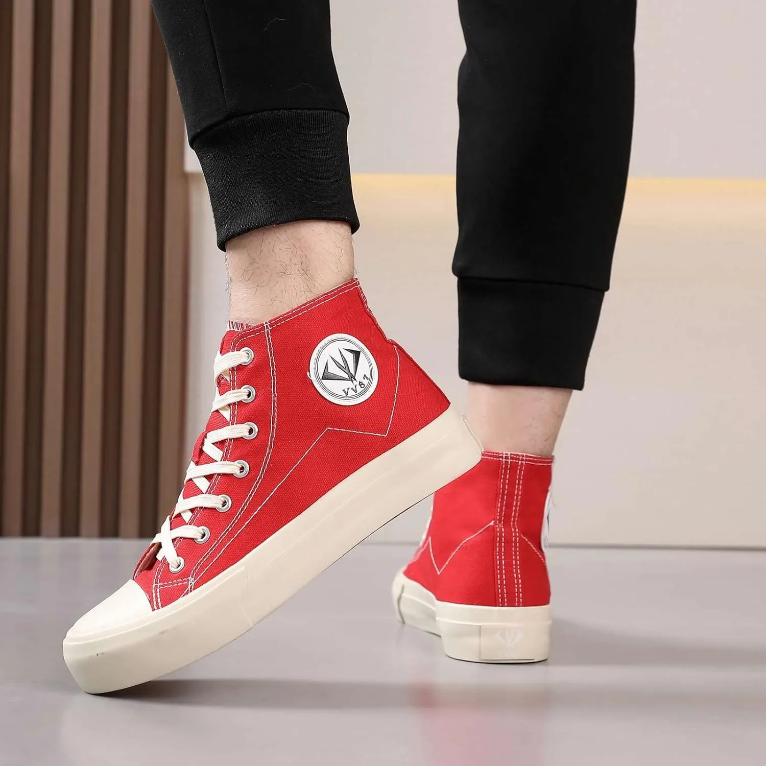 MAUGELY Men's High Top Canvas Fashion Sneakers Skateboard Walking Shoes Flats