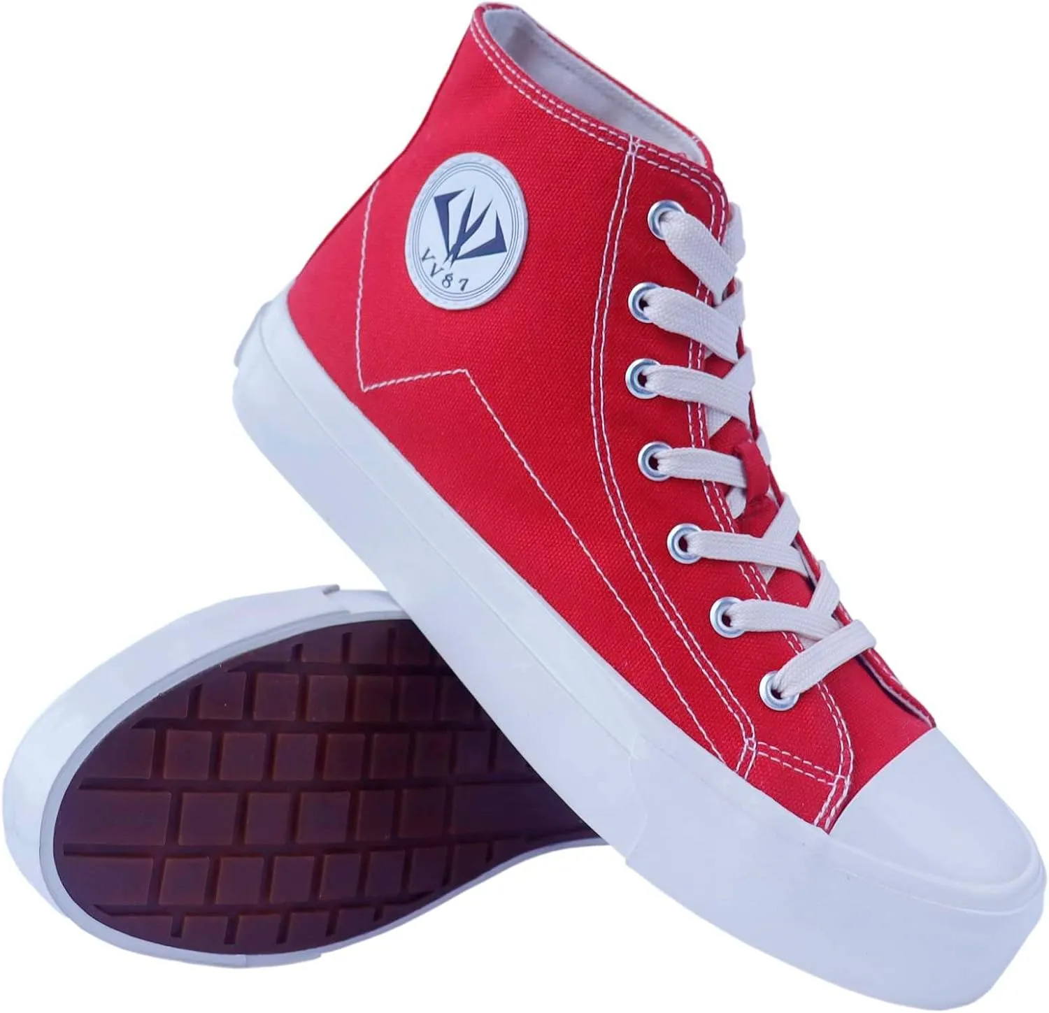 MAUGELY Men's High Top Canvas Fashion Sneakers Skateboard Walking Shoes Flats