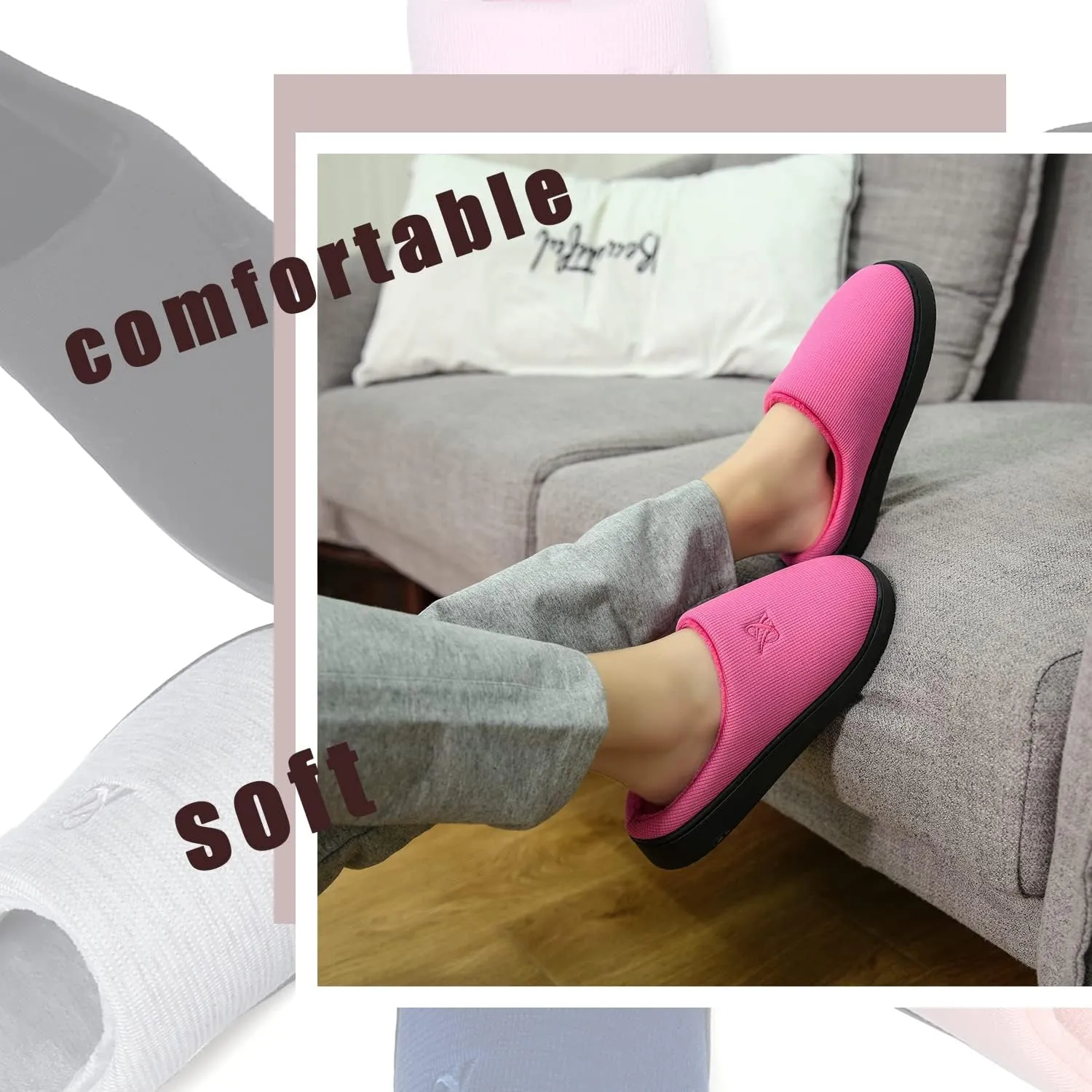Memory Foam Slippers for Women's and Men's Casual House Shoes