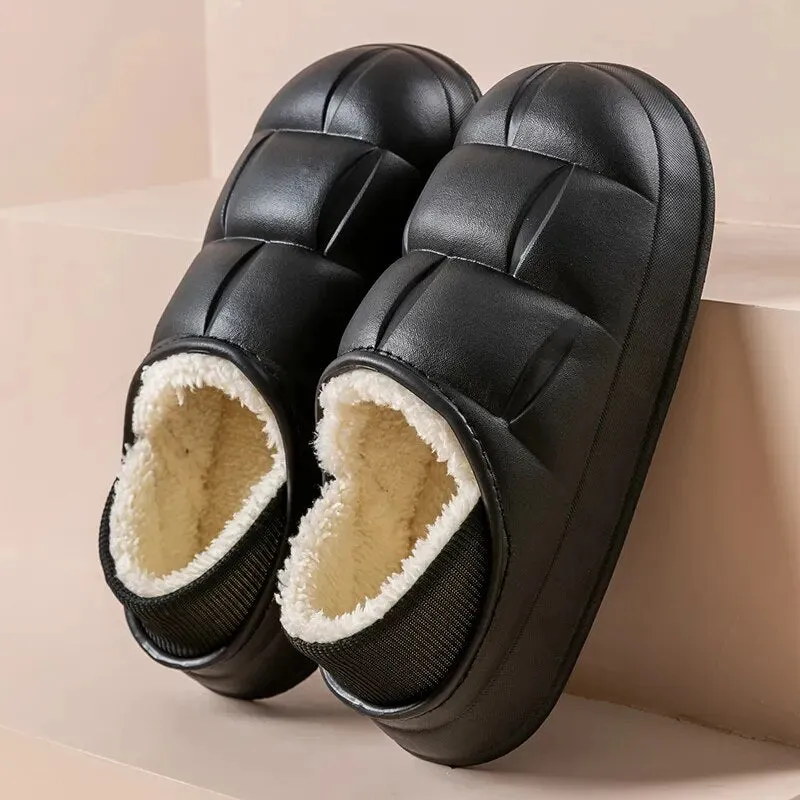 Men Wrap Heel Antiskid Slides Fluffy Slippers