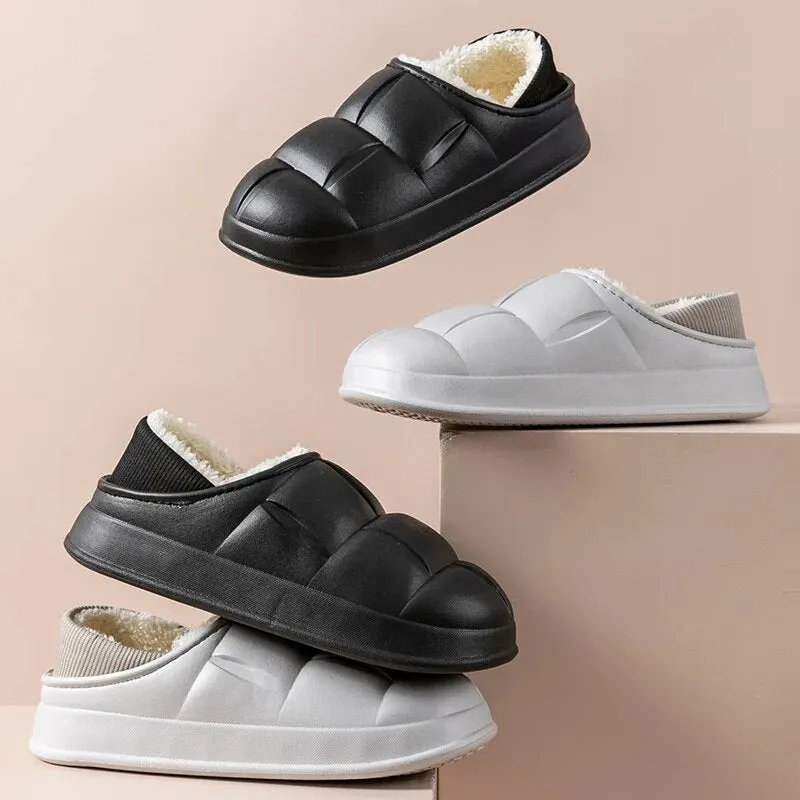 Men Wrap Heel Antiskid Slides Fluffy Slippers