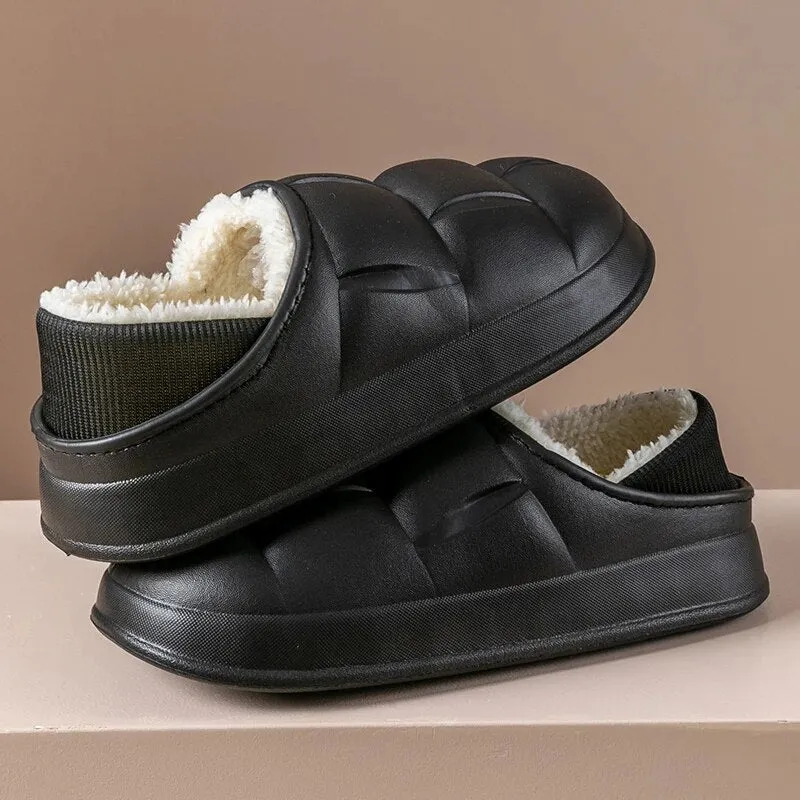 Men Wrap Heel Antiskid Slides Fluffy Slippers
