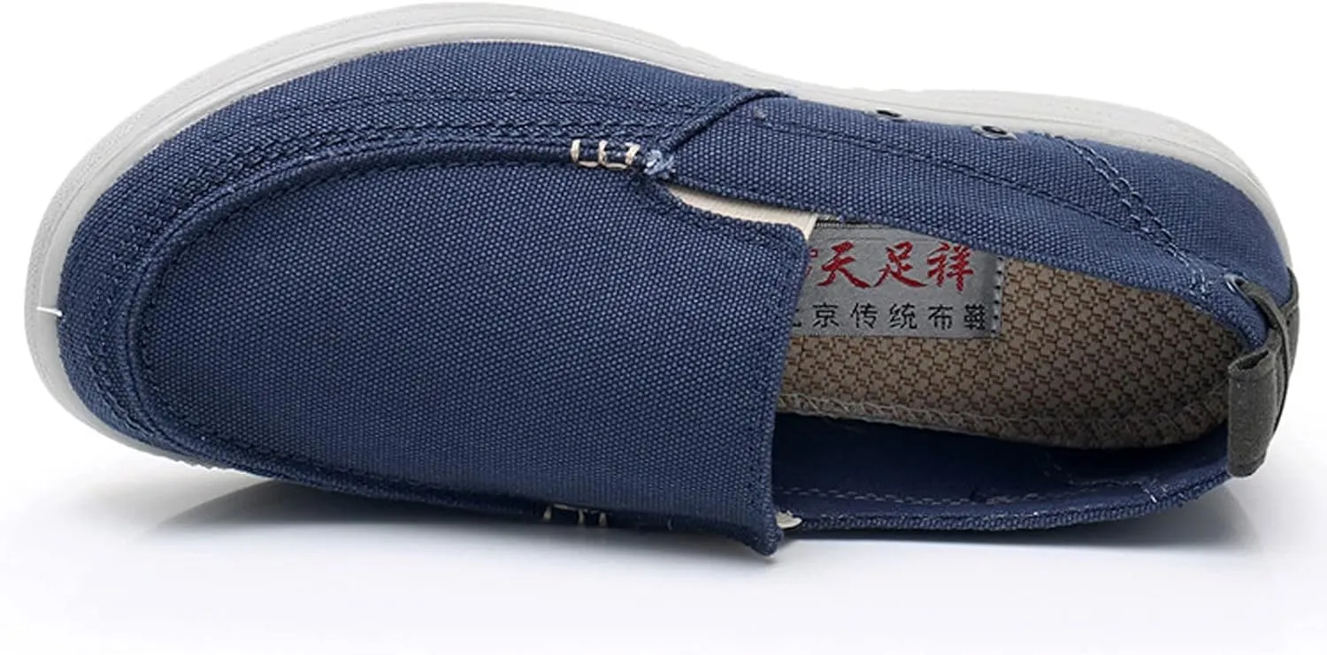 Men's Canvas Stirrup Shoes Casual Comfortable Non-Slip Sneakers Flat Bottom Breathable Soft Bottom Driving Walking Boat Shoes