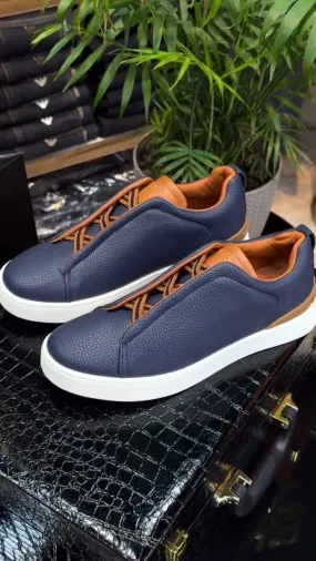Men's Classic Natural Leather Casual Skate Shoes