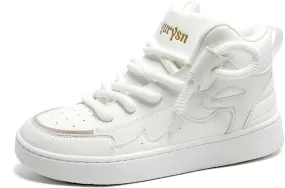 Men's Fashion Leather Lace Up High Top Sneakers Casual Comfortable Platform Skate Tennis Walking Driving Shoes