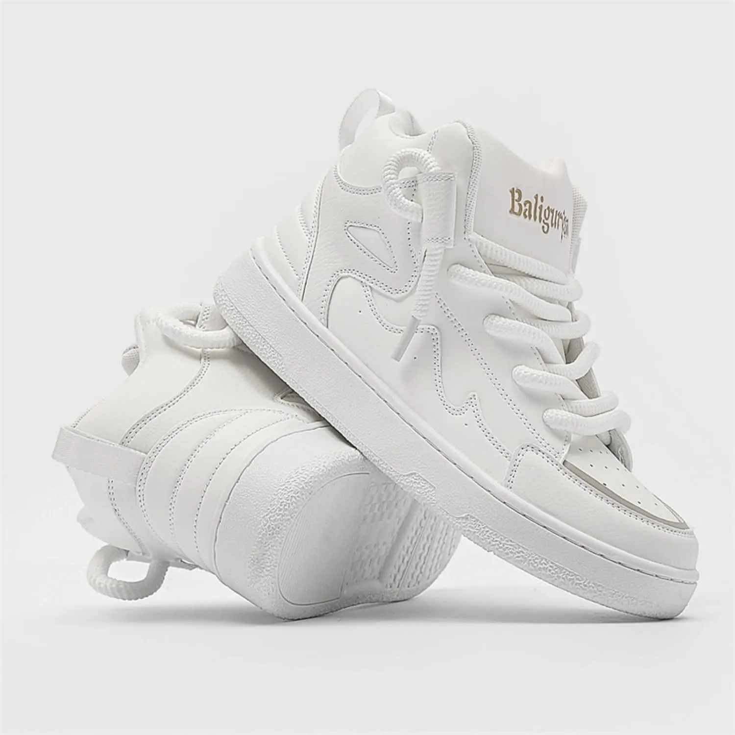 Men's Fashion Leather Lace Up High Top Sneakers Casual Comfortable Platform Skate Tennis Walking Driving Shoes