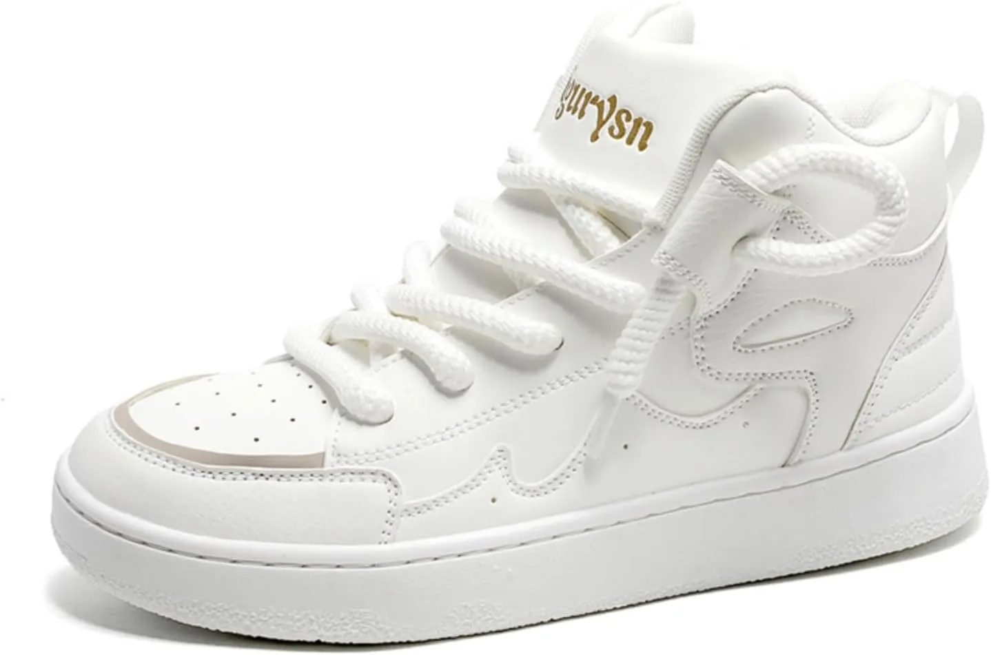 Men's Fashion Leather Lace Up High Top Sneakers Casual Comfortable Platform Skate Tennis Walking Driving Shoes