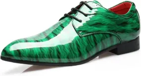 Mens Fashion Patent Leather Oxfords Shoes Comfortable Cap Toe Business Casual Lace Up Derby Shoes Formal Leather Dress Shoes for Wedding Work Office