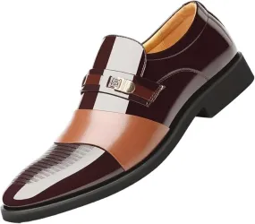Men's Patent Leather Lace Up Chunky Shoes Comfort Dress Sneakers Men Fashion Business Casual Oxford Shoes Breathable Casual Tuxedo Leather Shoes