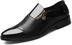Men's Tuxedo Patent Leather Dress Shoes Classic Zip Formal Business Shoes Oxfords