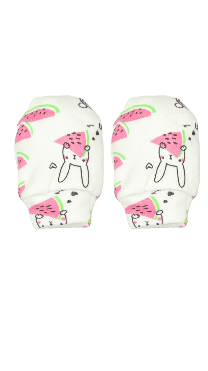 Mittens, Booties And Cap Set- Summer Melon