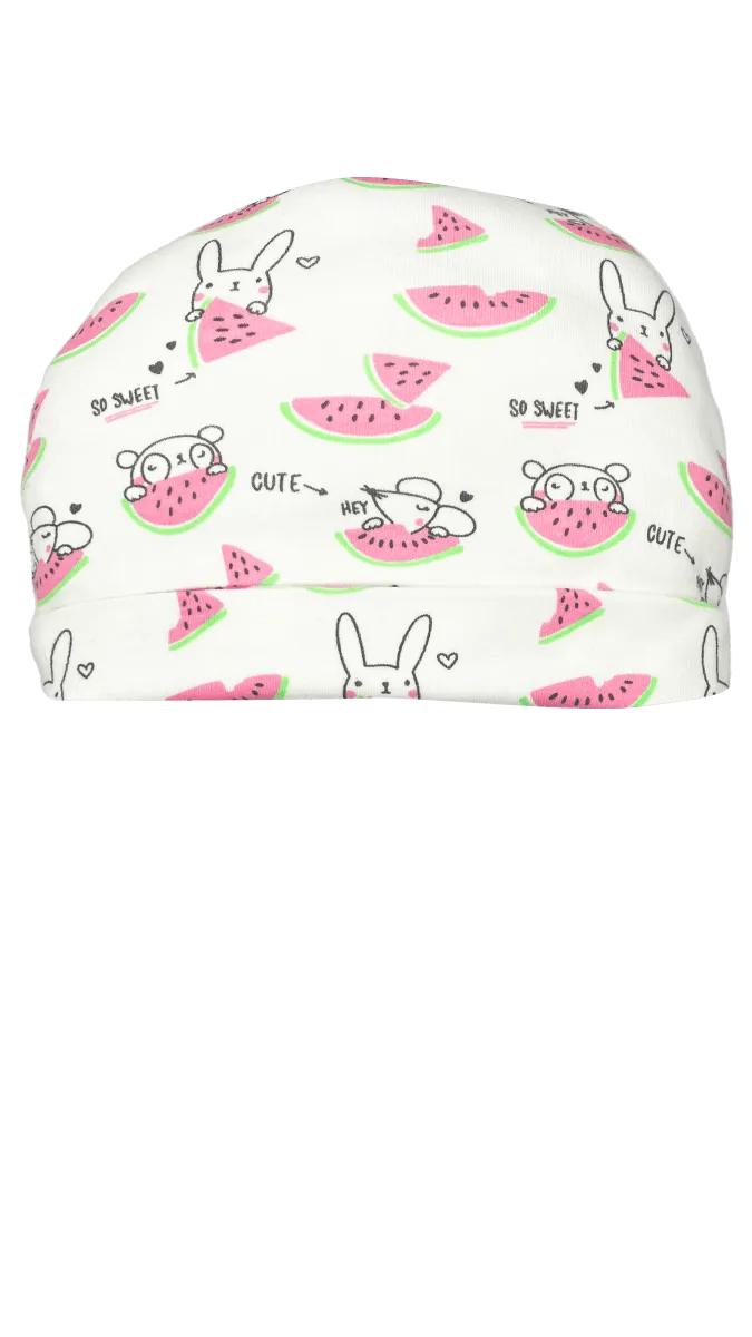 Mittens, Booties And Cap Set- Summer Melon