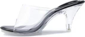 NBUUNBU Silver Clear Heels For Women Dress Shoes Transparent Strap Sexy Stilletos Heels Open Toe High Silver Heeled Sandals Pump Mules