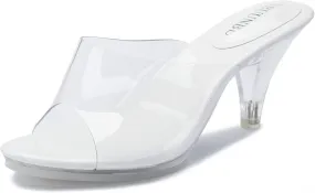 NBUUNBU Silver Clear Heels For Women Dress Shoes Transparent Strap Sexy Stilletos Heels Open Toe High Silver Heeled Sandals Pump Mules