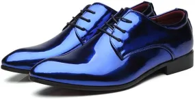 New Shoes Dress Oxford for Men Lace Up Patent Leather Derby Shoes PU Leather Block Heel Non Slip Rubber Sole Low Top Slip Resistant Prom