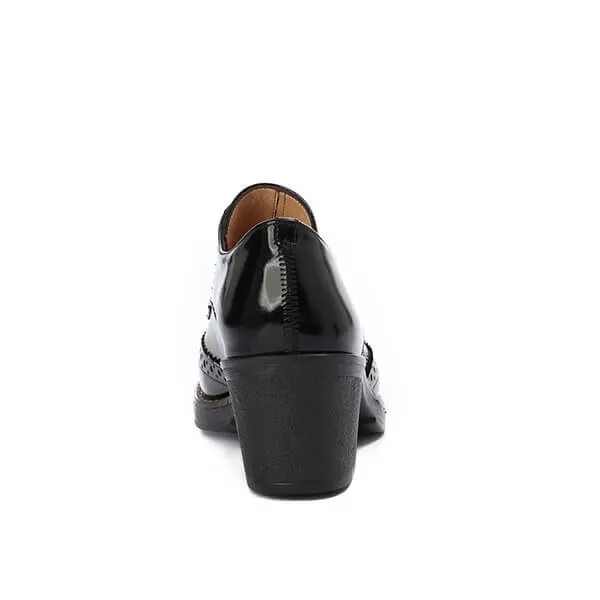 Oxfords Laced Up High Heeled Leather Shoes