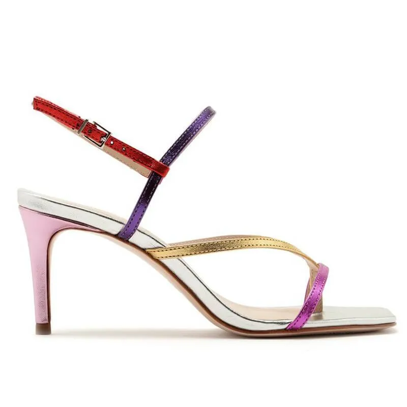 PU Multi Square Toe High Heel Sandals